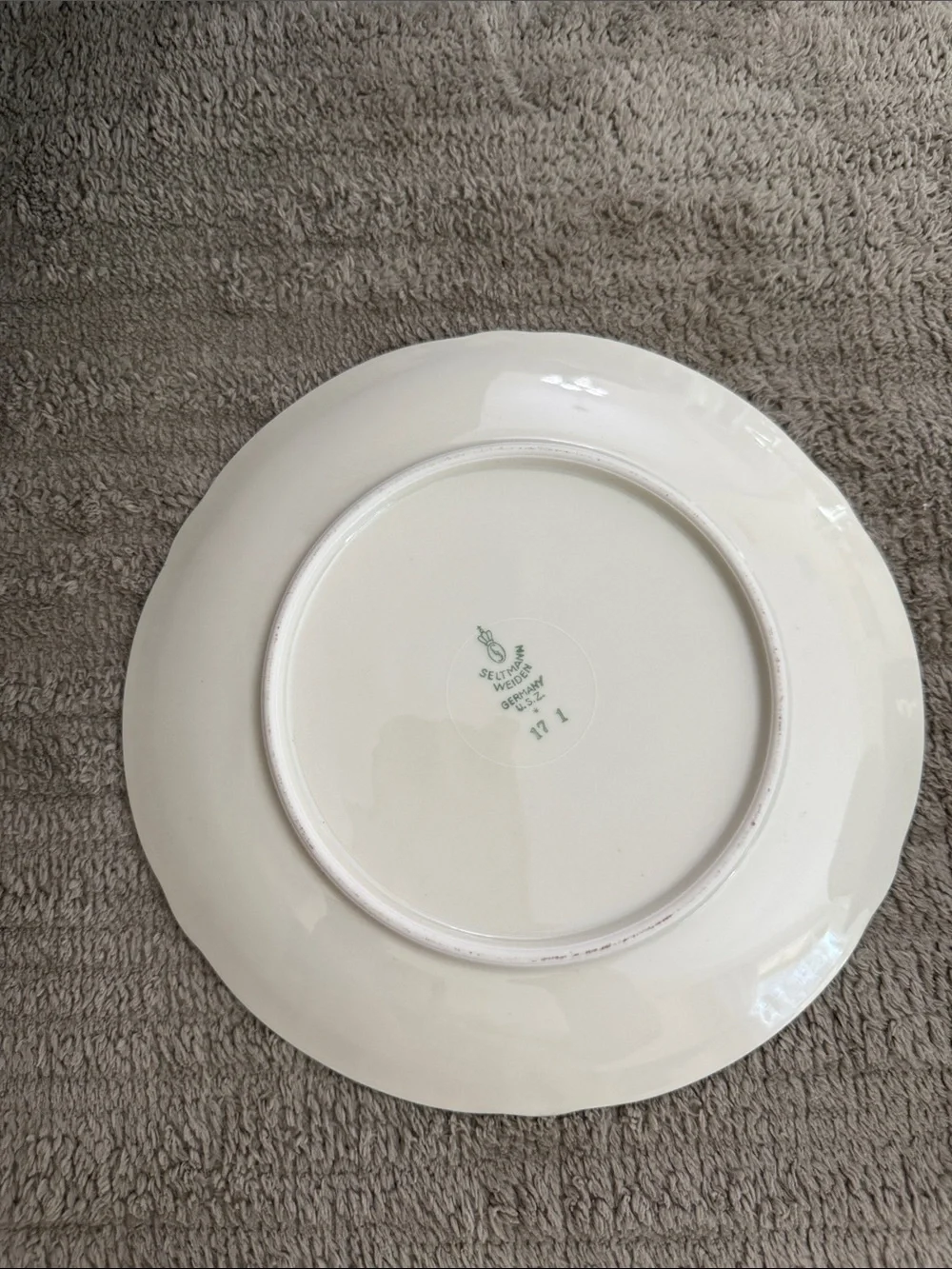 Vintage Seltmann Weiden Germany U.S. Zone Tea Cup Saucer Dessert Plate Trio Gold